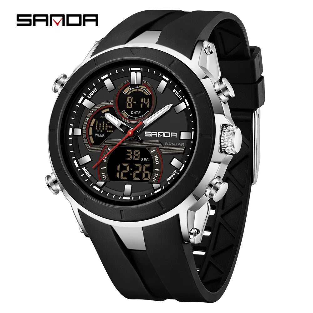SANDA 6279 Men’s Sports Watch Dual Display, Luminous, Waterproof & Shock Resistant