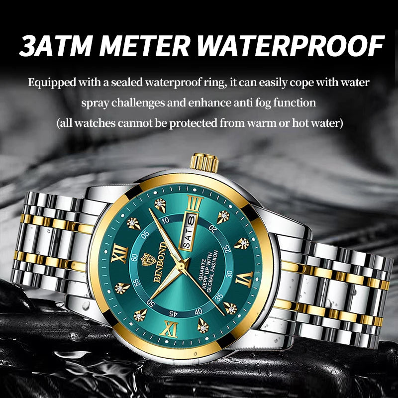 Luxury Men’s Stainless Steel Quartz Diver Watch, Sport & Business Style