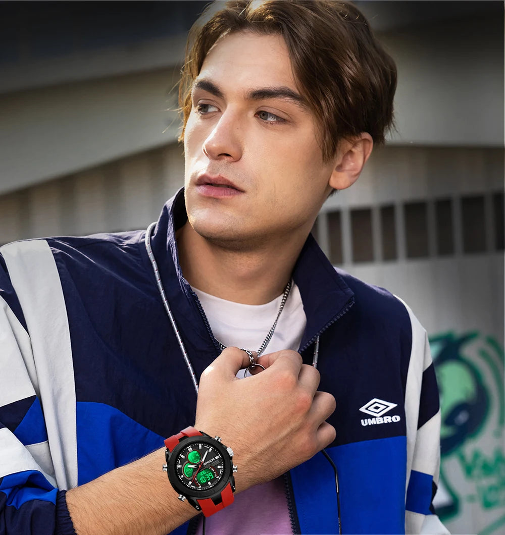 SANDA 6279 Men’s Sports Watch Dual Display, Luminous, Waterproof & Shock Resistant