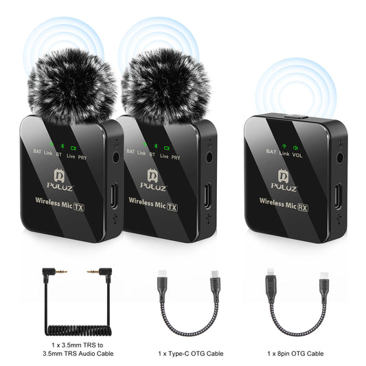 PULUZ Wireless Lavalier Microphone Kit (2 TX / 1 TX + 1 RX)
