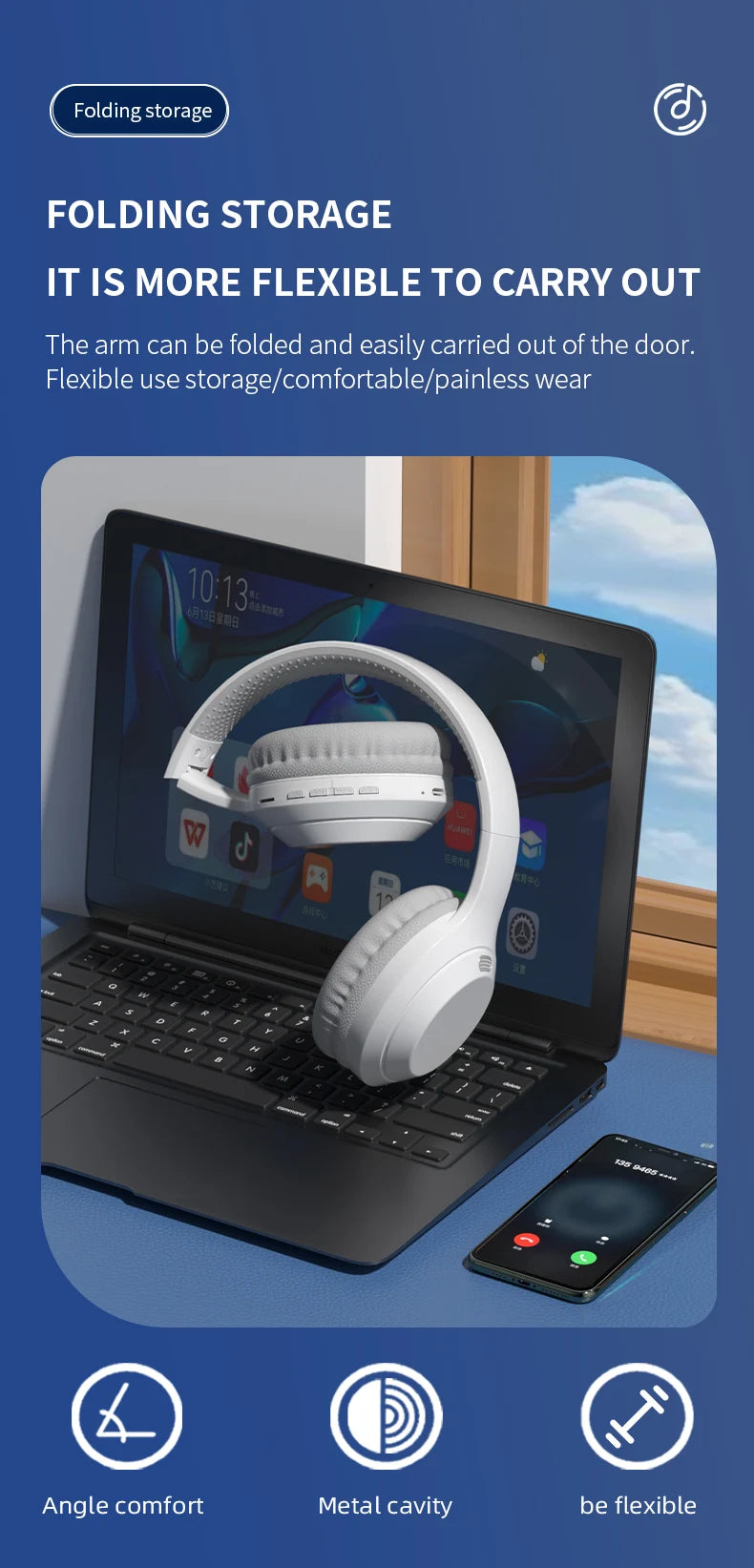 Xiaomi 5W Wireless Bluetooth Headphones with Mic | Foldable Over-Ear Headset