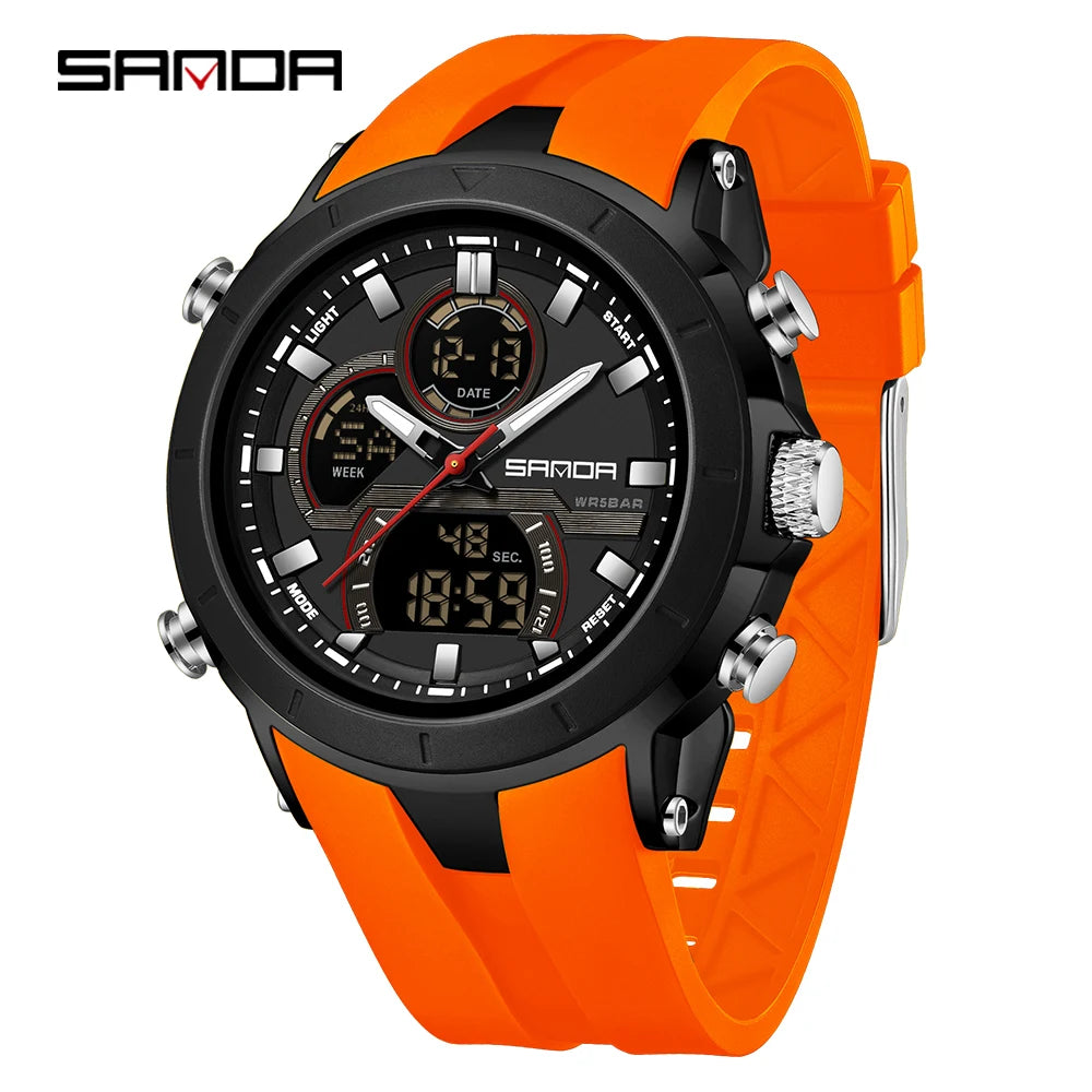 SANDA 6279 Men’s Sports Watch Dual Display, Luminous, Waterproof & Shock Resistant