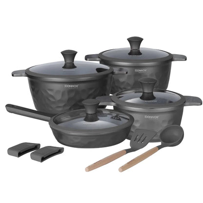 DONNOR 12-Piece Ceramic Cookware Set – Non-Stick, Non-Toxic Pots and Pans for Healthy Cooking