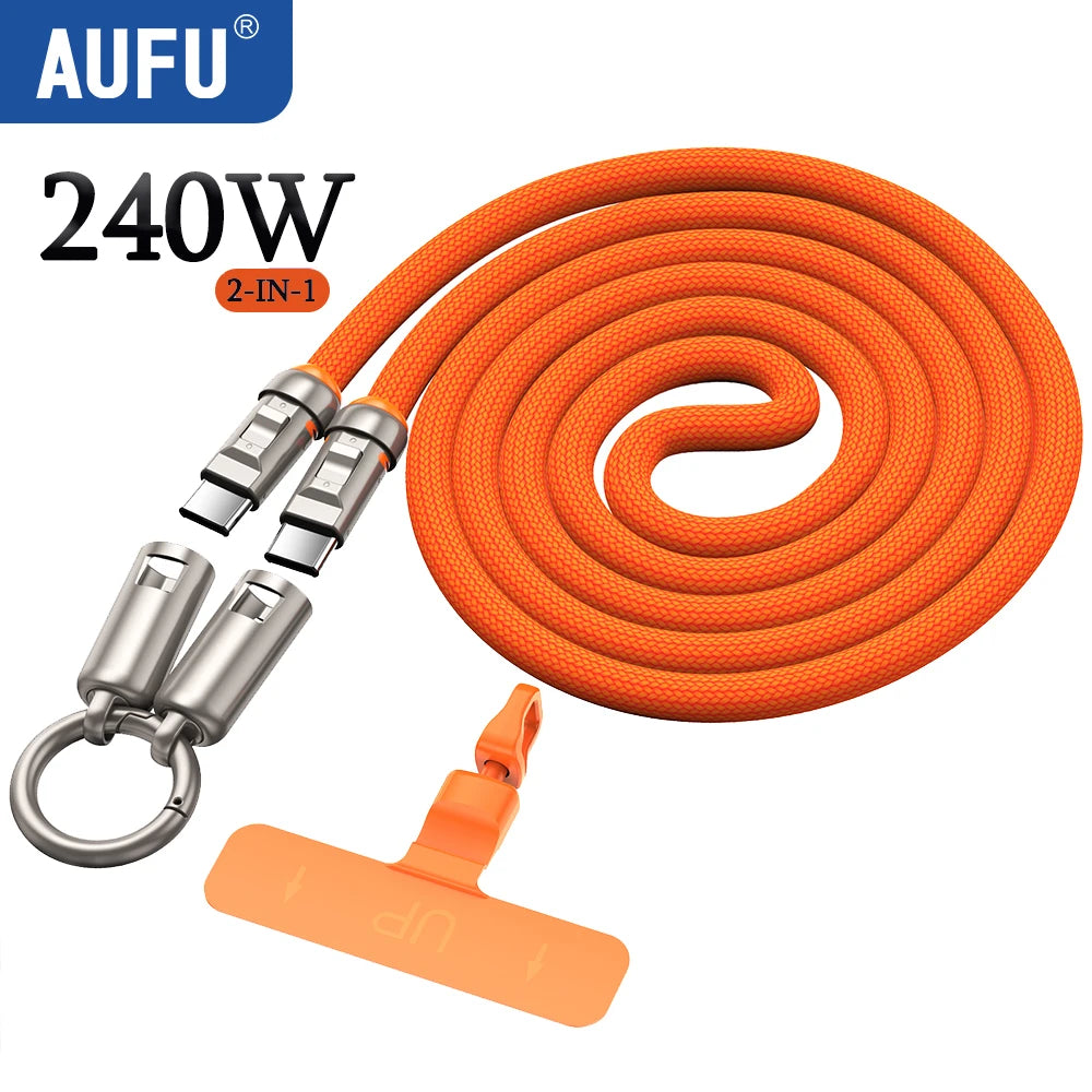 AUFU 240W USB C to C Fast Charging Cable with Lanyard