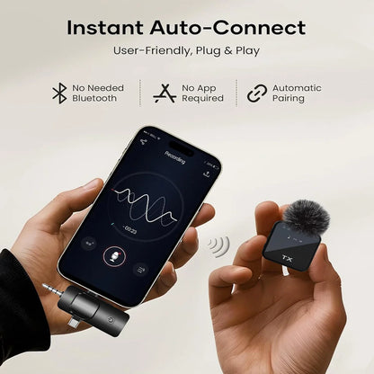 Three-in-One Wireless Lapel Microphone for Video and Podcast Recording