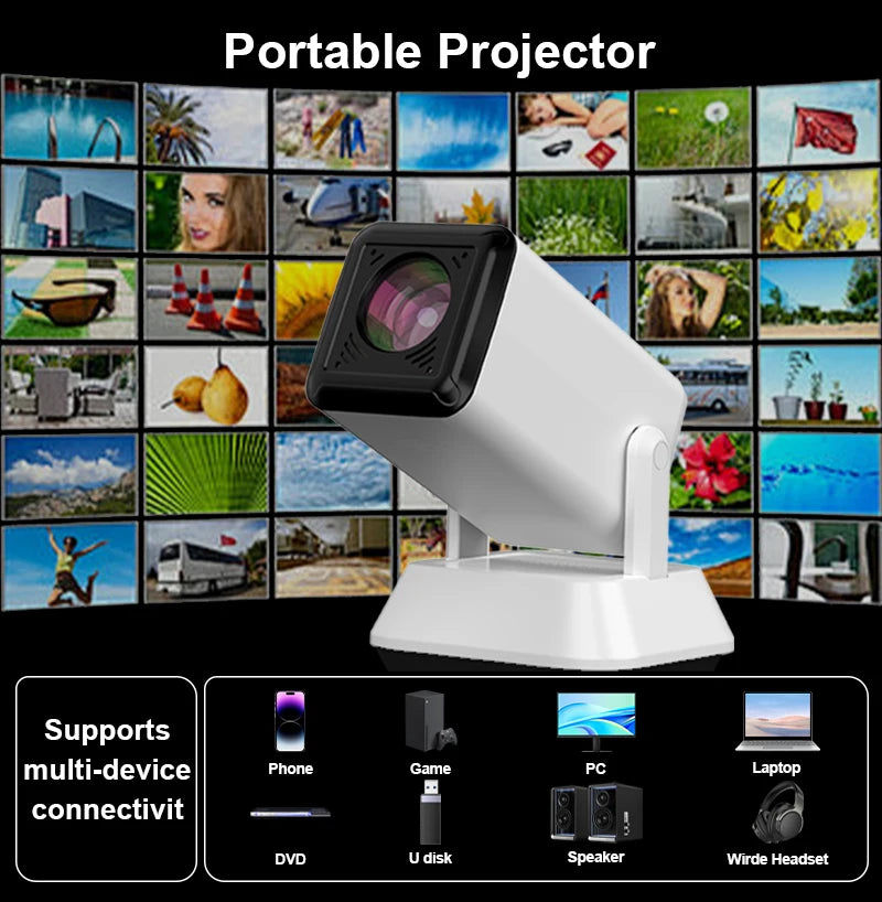 Salange Q7 Mini Projector: Portable WiFi6 Outdoor Movie Projector