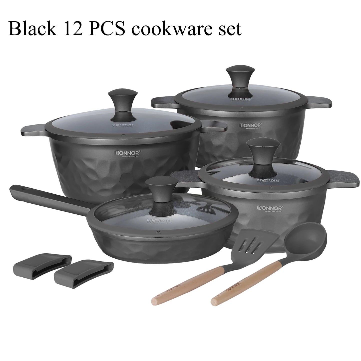 DONNOR 12-Piece Ceramic Cookware Set – Non-Stick, Non-Toxic Pots and Pans for Healthy Cooking