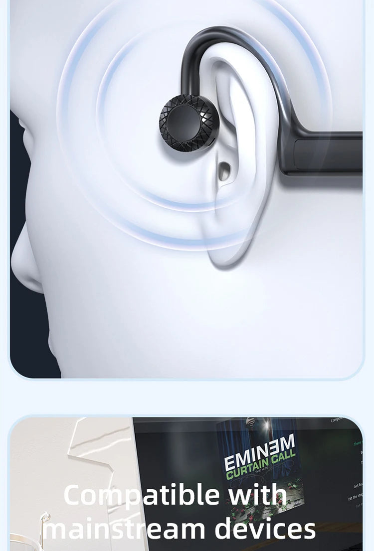 Bone Conduction Wireless Bluetooth Sports Earphones, Ear-Hook