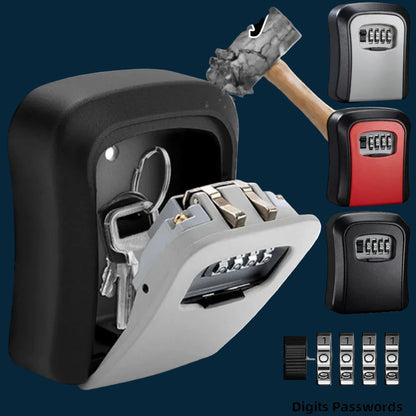 Wall mount key lock box with keys and additional lock boxes displayed.