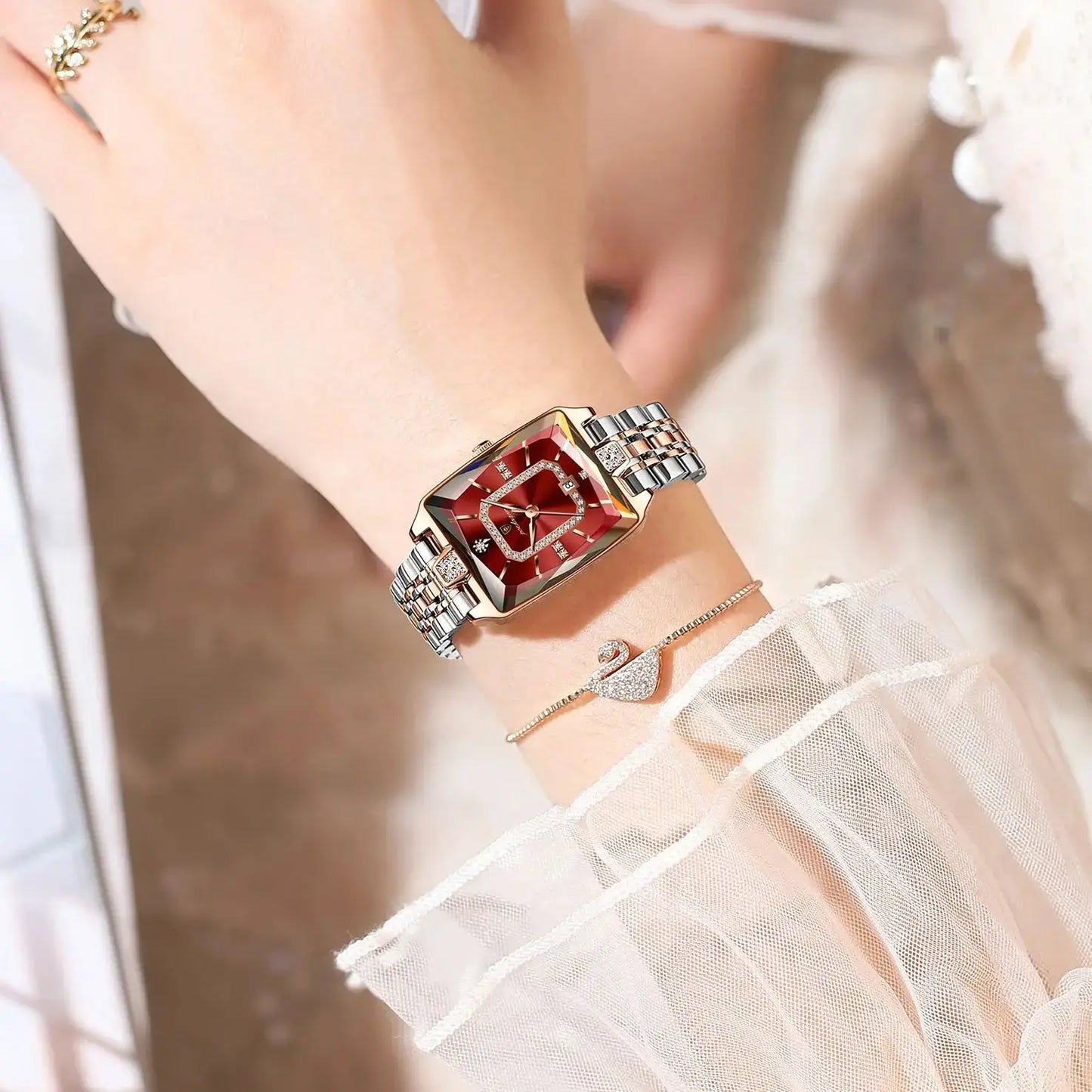 POEDAGAR Luxury Rectangle Women’s Quartz Watch