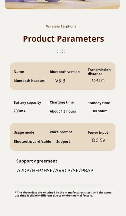 Wireless Bluetooth 5.3 Over-Ear Headphones with Mic | HIFI Stereo Gamer Headset TF/AUX Music Player
