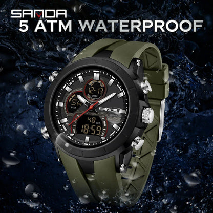 SANDA 6279 Men’s Sports Watch Dual Display, Luminous, Waterproof & Shock Resistant