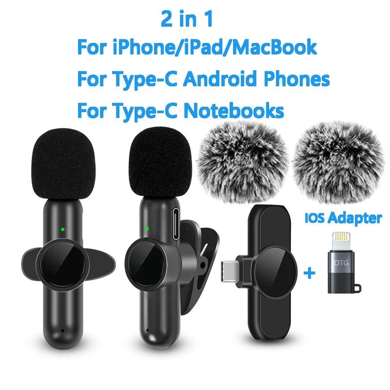 2.4G Wireless Lavalier Microphone for Phone Video and Live Recording