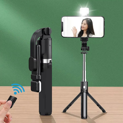 GlowShot Pro™ Wireless Bluetooth Selfie Stick & Tripod with Fill Light
