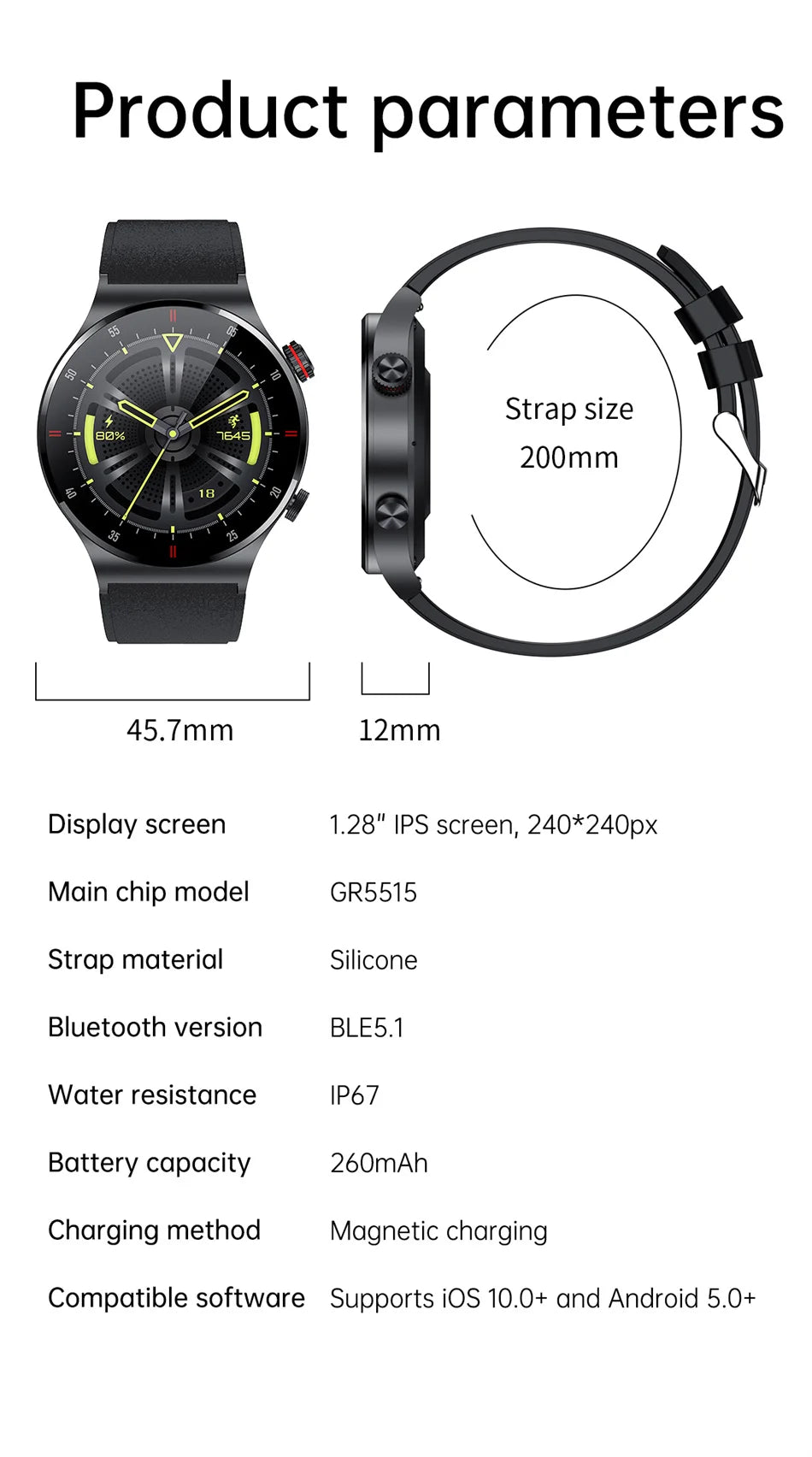 ChiBear NFC Smart Watch Men AMOLED GPS Bluetooth Call