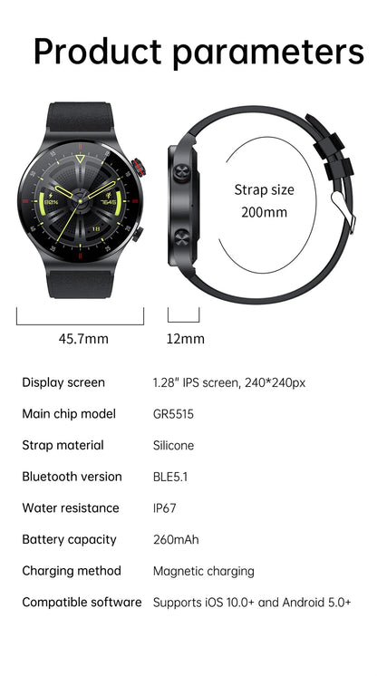 ChiBear NFC Smart Watch Men AMOLED GPS Bluetooth Call