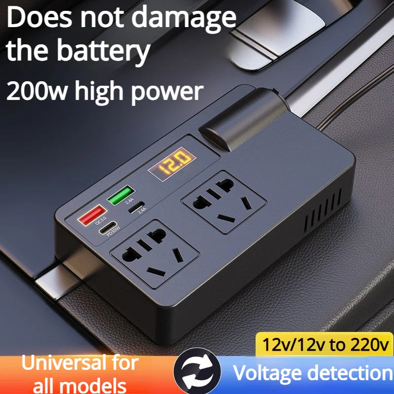 2026 NEW Car Inverter. DC 12V/24V to 110V/220V Multi-Functional Power Converter