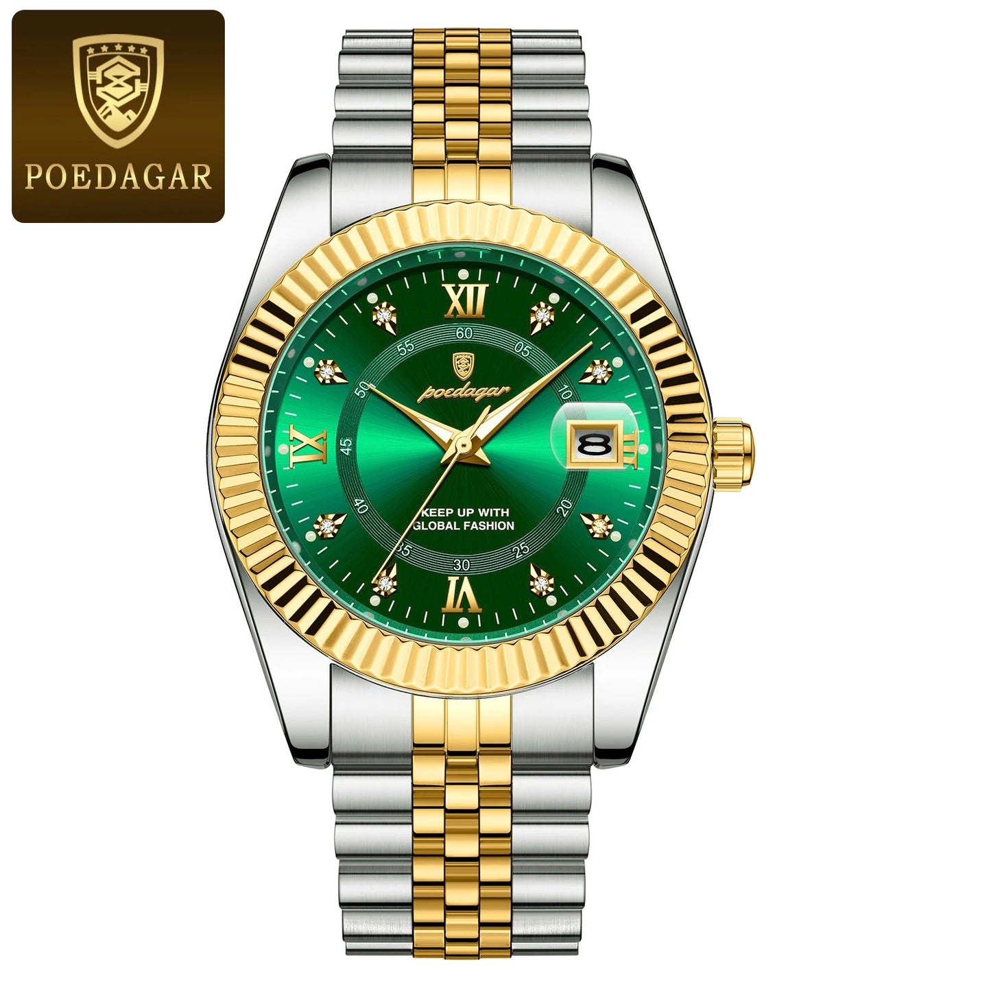 POEDAGAR Luxury Men’s Stainless Steel Quartz Watch, Waterproof & Luminous