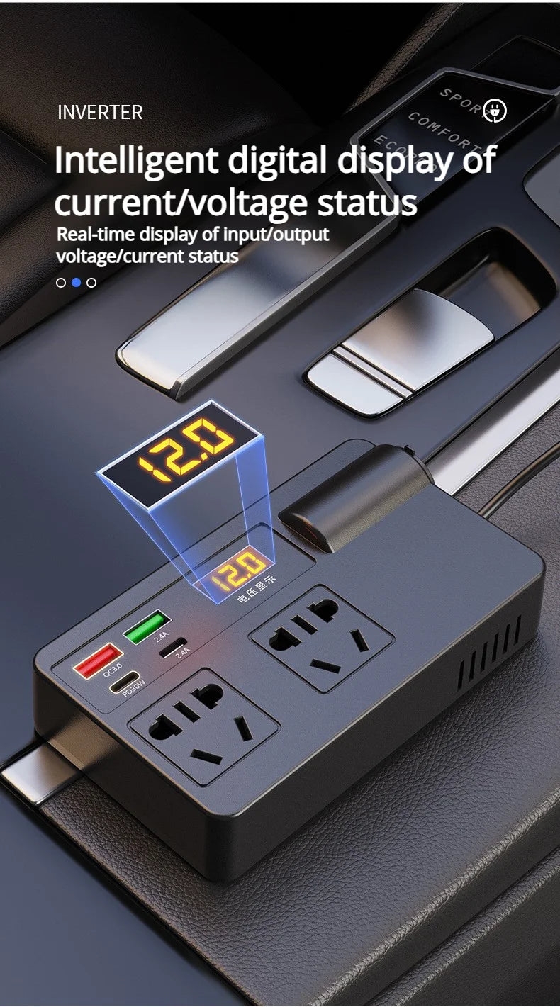 2026 NEW Car Inverter. DC 12V/24V to 110V/220V Multi-Functional Power Converter