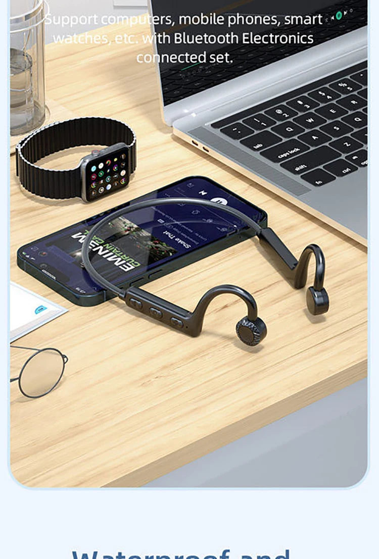 Bone Conduction Wireless Bluetooth Sports Earphones, Ear-Hook