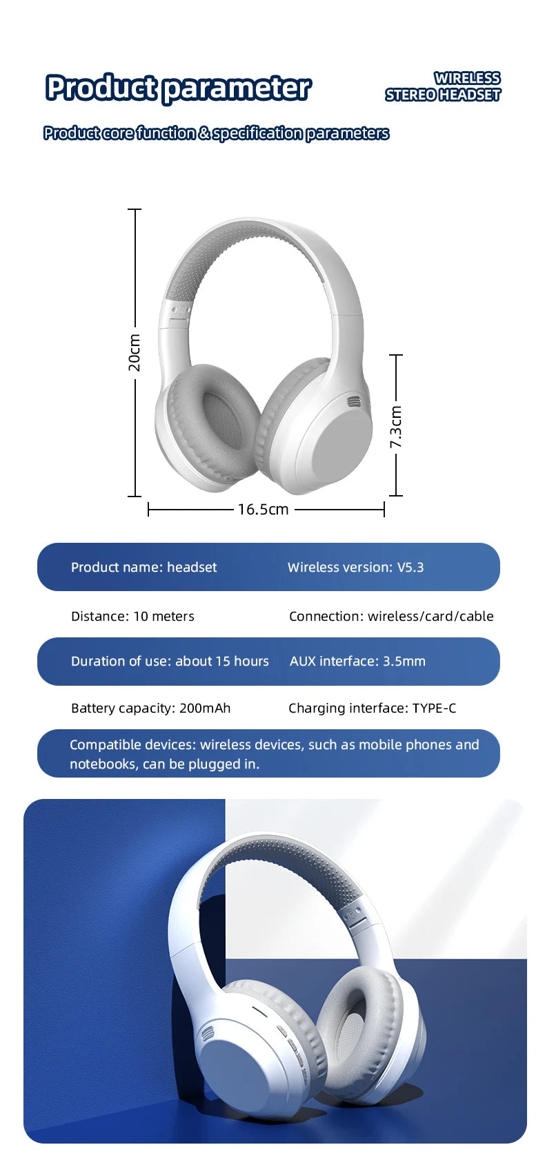 Xiaomi 5W Wireless Bluetooth Headphones with Mic | Foldable Over-Ear Headset