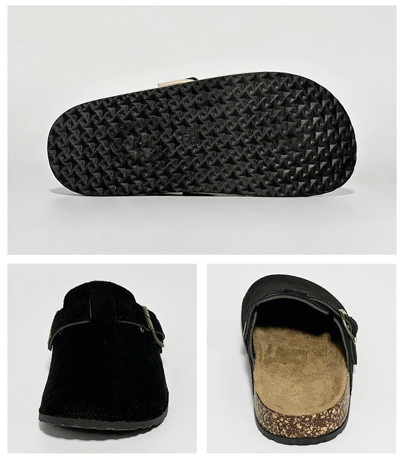 QS QISION Outdoor Closed-Toe Slides – Casual Slip-On Sandals for Men and Women, Non-Slip Flannel Upper