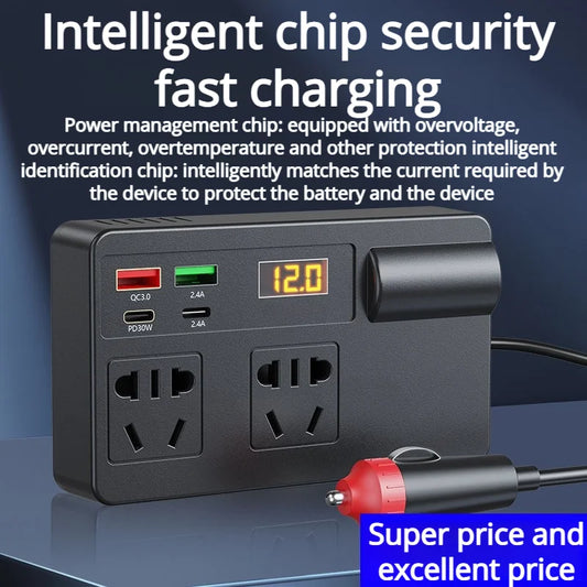 2026 NEW Car Inverter. DC 12V/24V to 110V/220V Multi-Functional Power Converter