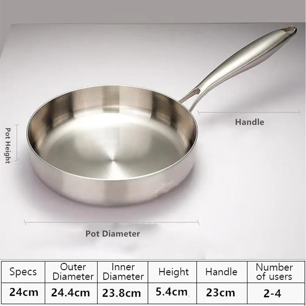 316 Stainless Steel Nonstick Frying Pan Wok for Gas and Induction Cooktops