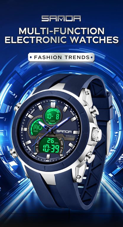 SANDA 6279 Men’s Sports Watch Dual Display, Luminous, Waterproof & Shock Resistant