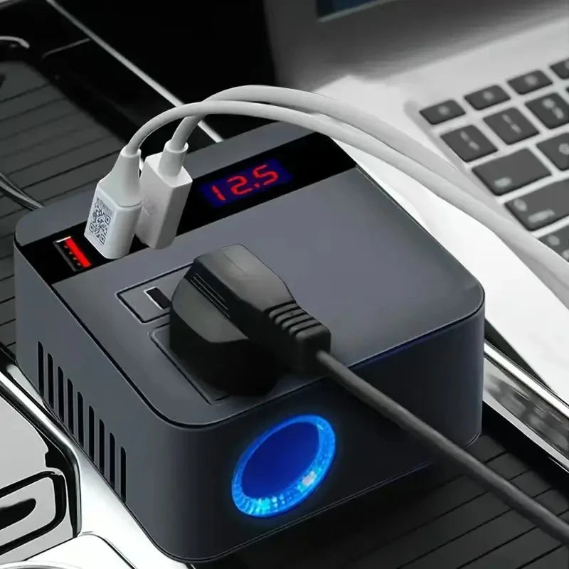 Car Inverter DC12V/24V to DC110V/220V 150W LED Display Sockets Power Inverter Adapters Fast Charging Automobiles Inverters