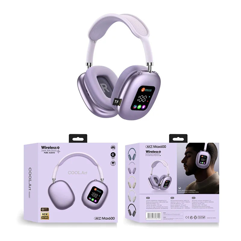 Wireless Bluetooth Earphones with RGB Digital Display and Card Reader