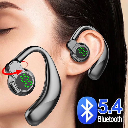 Bluetooth 5.4 Single-Ear Sports Earphone Noise Cancelling, 360° Rotating Earhook, Built-in Microphone
