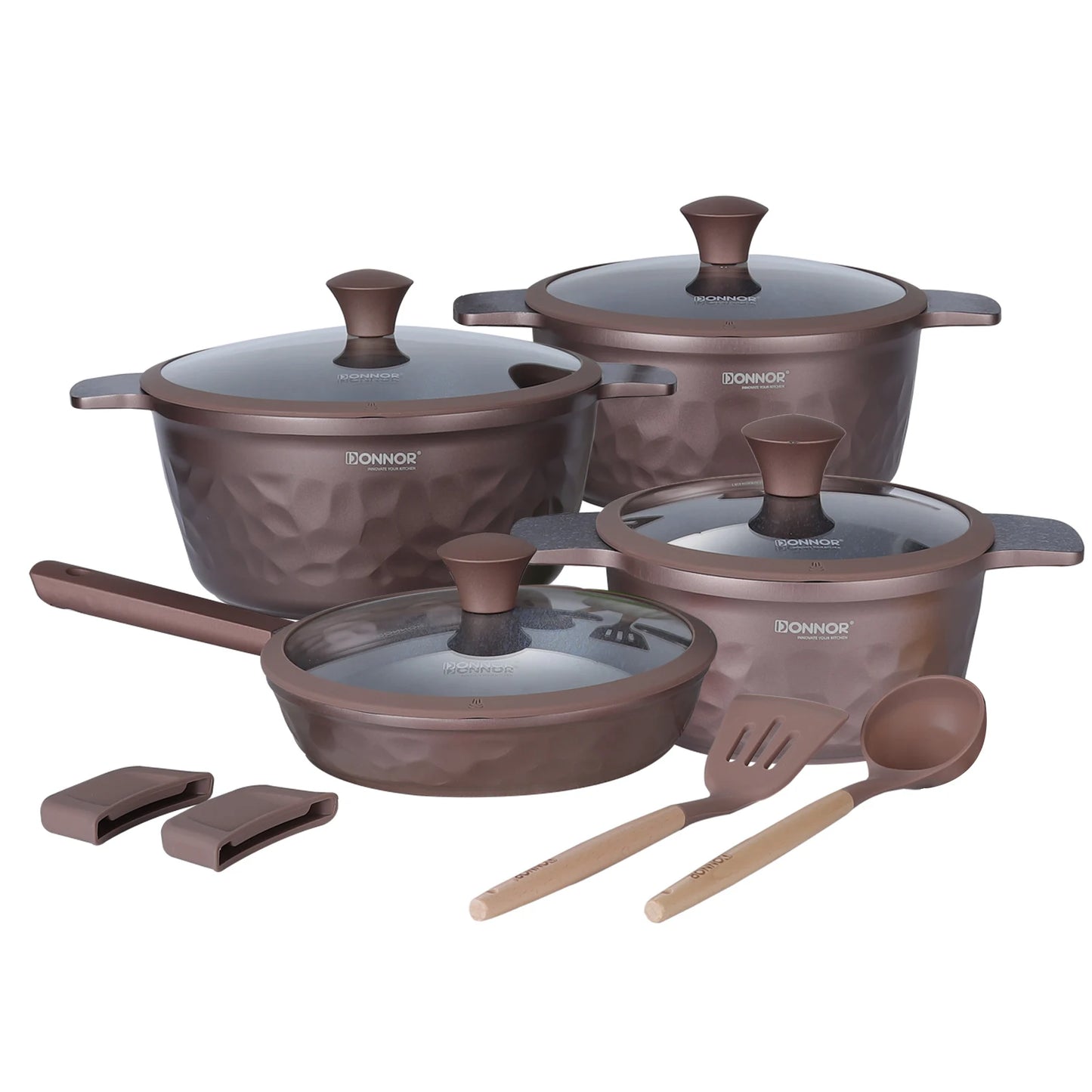 DONNOR 12-Piece Ceramic Cookware Set – Non-Stick, Non-Toxic Pots and Pans for Healthy Cooking