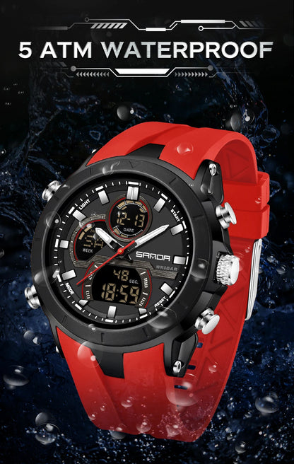 SANDA 6279 Men’s Sports Watch Dual Display, Luminous, Waterproof & Shock Resistant