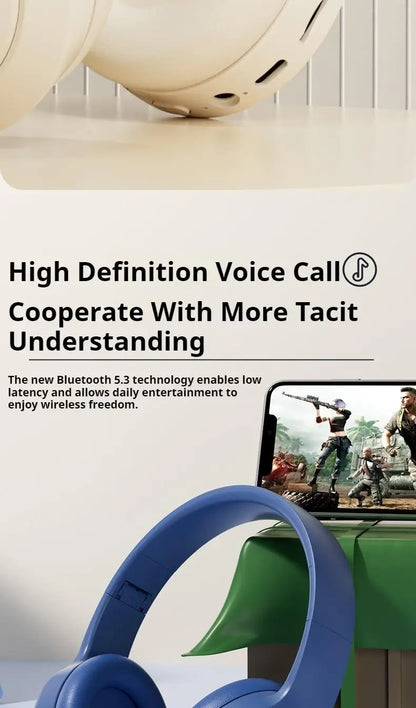 Wireless Bluetooth 5.3 Over-Ear Headphones with Mic | HIFI Stereo Gamer Headset TF/AUX Music Player