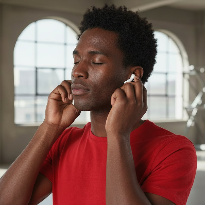 Woman wearing wireless earbuds 