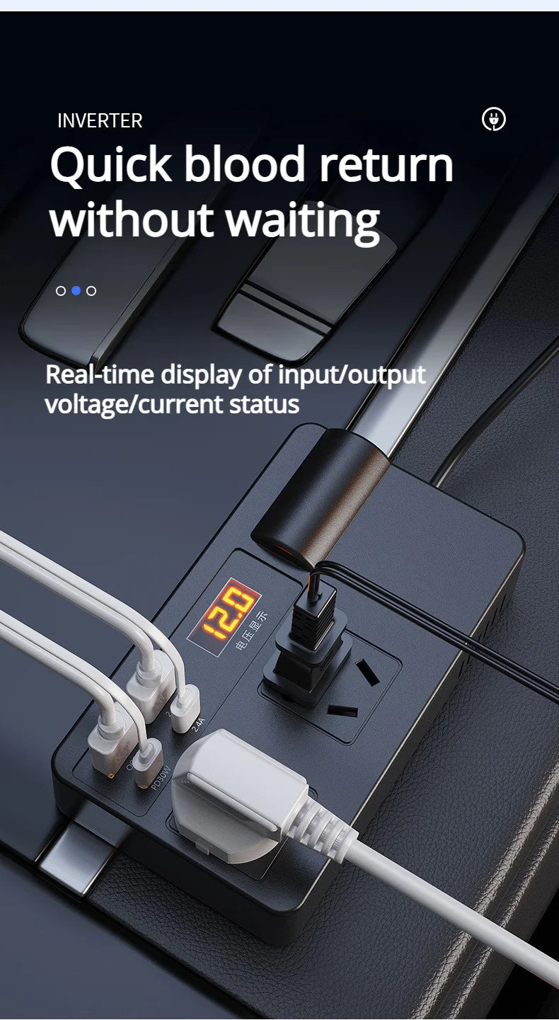 2026 NEW Car Inverter. DC 12V/24V to 110V/220V Multi-Functional Power Converter