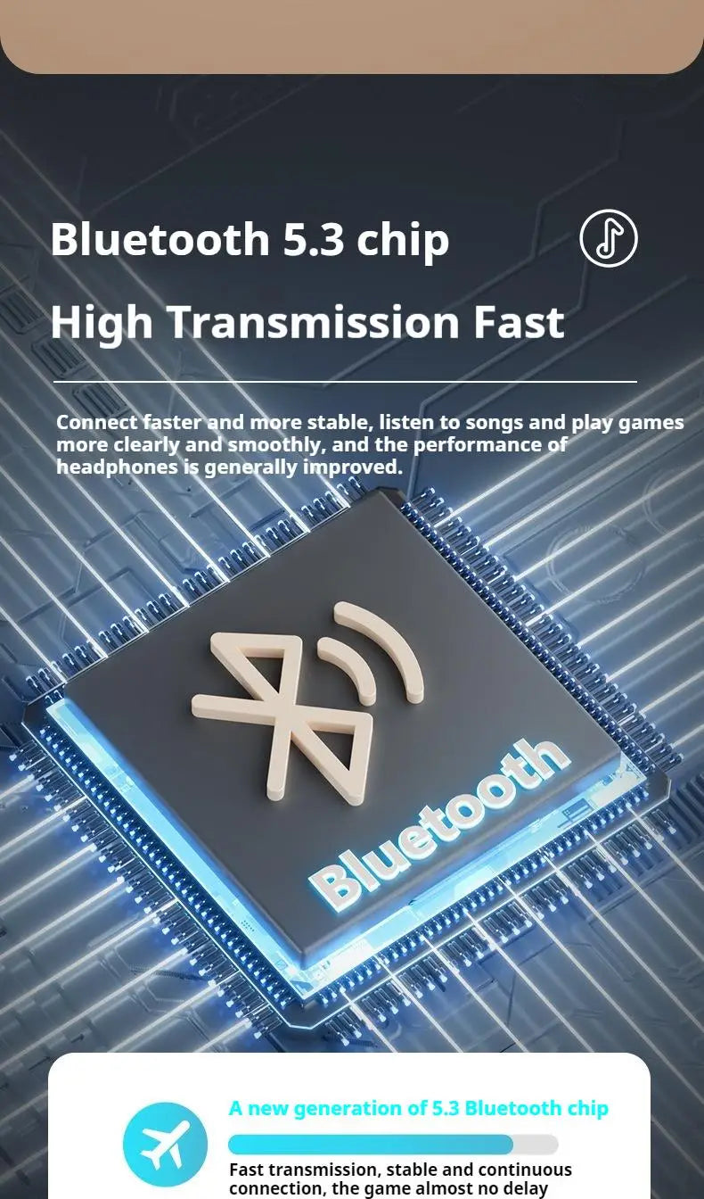 Wireless Bluetooth 5.3 Over-Ear Headphones with Mic | HIFI Stereo Gamer Headset TF/AUX Music Player