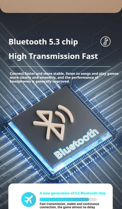 Wireless Bluetooth 5.3 Over-Ear Headphones with Mic | HIFI Stereo Gamer Headset TF/AUX Music Player