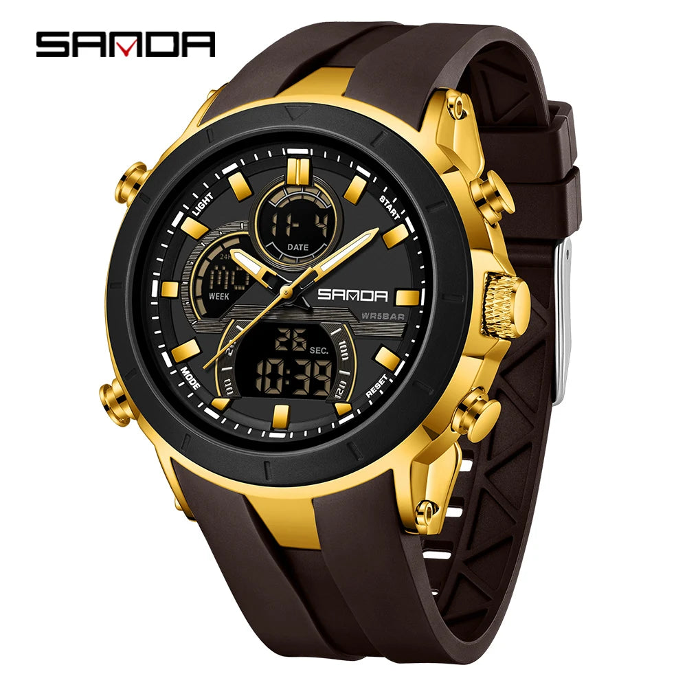 SANDA 6279 Men’s Sports Watch Dual Display, Luminous, Waterproof & Shock Resistant