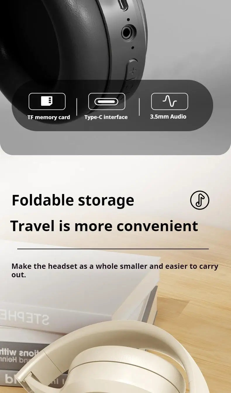 Wireless Bluetooth 5.3 Over-Ear Headphones with Mic | HIFI Stereo Gamer Headset TF/AUX Music Player