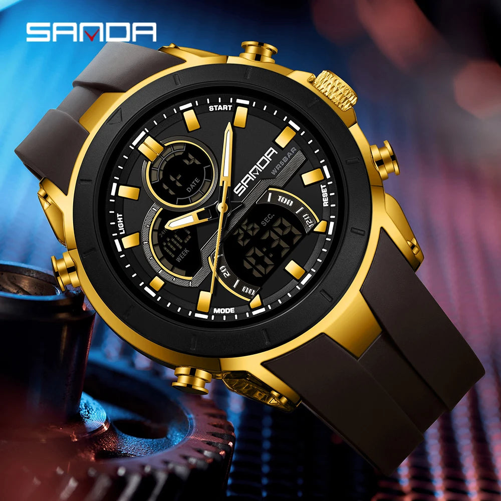 SANDA 6279 Men’s Sports Watch Dual Display, Luminous, Waterproof & Shock Resistant