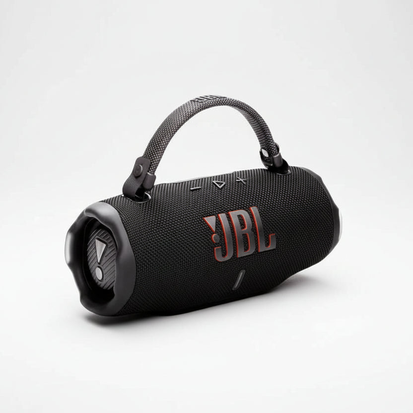 Black JBL portable speaker with colorful shopping carts and 'Hot Selling Products' text on a white background
