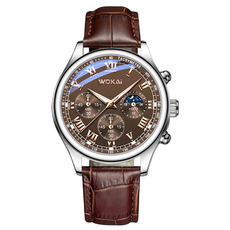 Men’s Casual Quartz Watch with Leather Strap