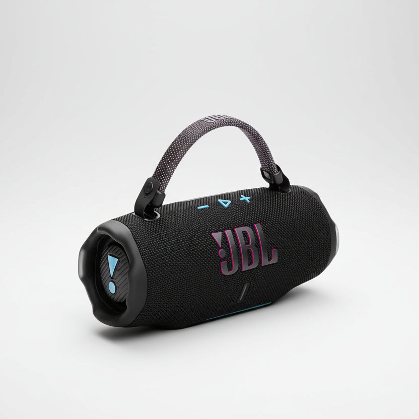 Black JBL Bluetooth speaker with colorful shopping carts and 'Hot Selling Products' text on a white background