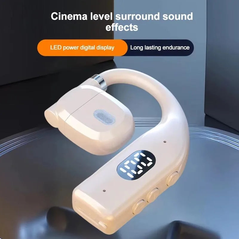 Bluetooth 5.3 Wireless Headphone 180° Rotation Business Headset With Mic LED Display Ear-hook Touch Control Sports Hifi Earphone