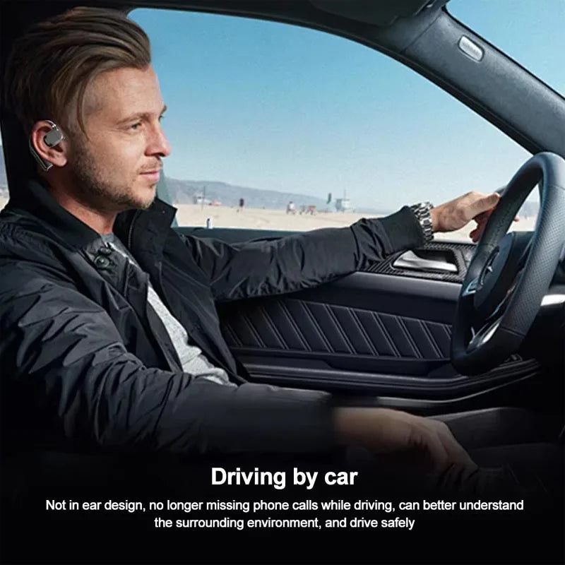 Bluetooth 5.3 Wireless Headphone 180° Rotation Business Headset With Mic LED Display Ear-hook Touch Control Sports Hifi Earphone