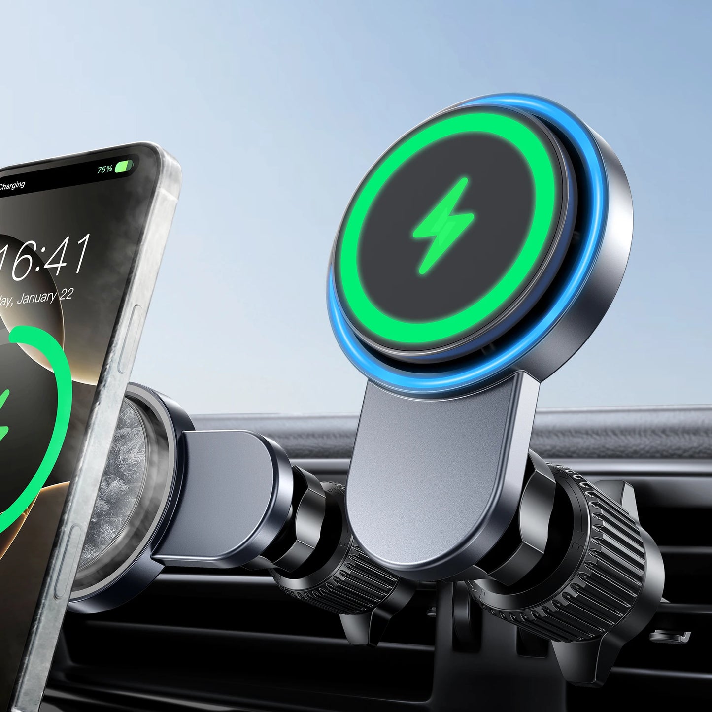 Wireless Magnetic Car Charger with Cooling Fan