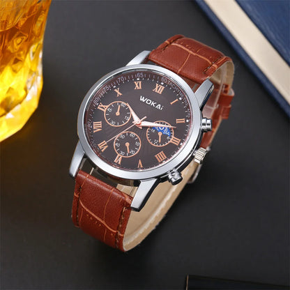 Men’s Casual Quartz Watch with Leather Strap