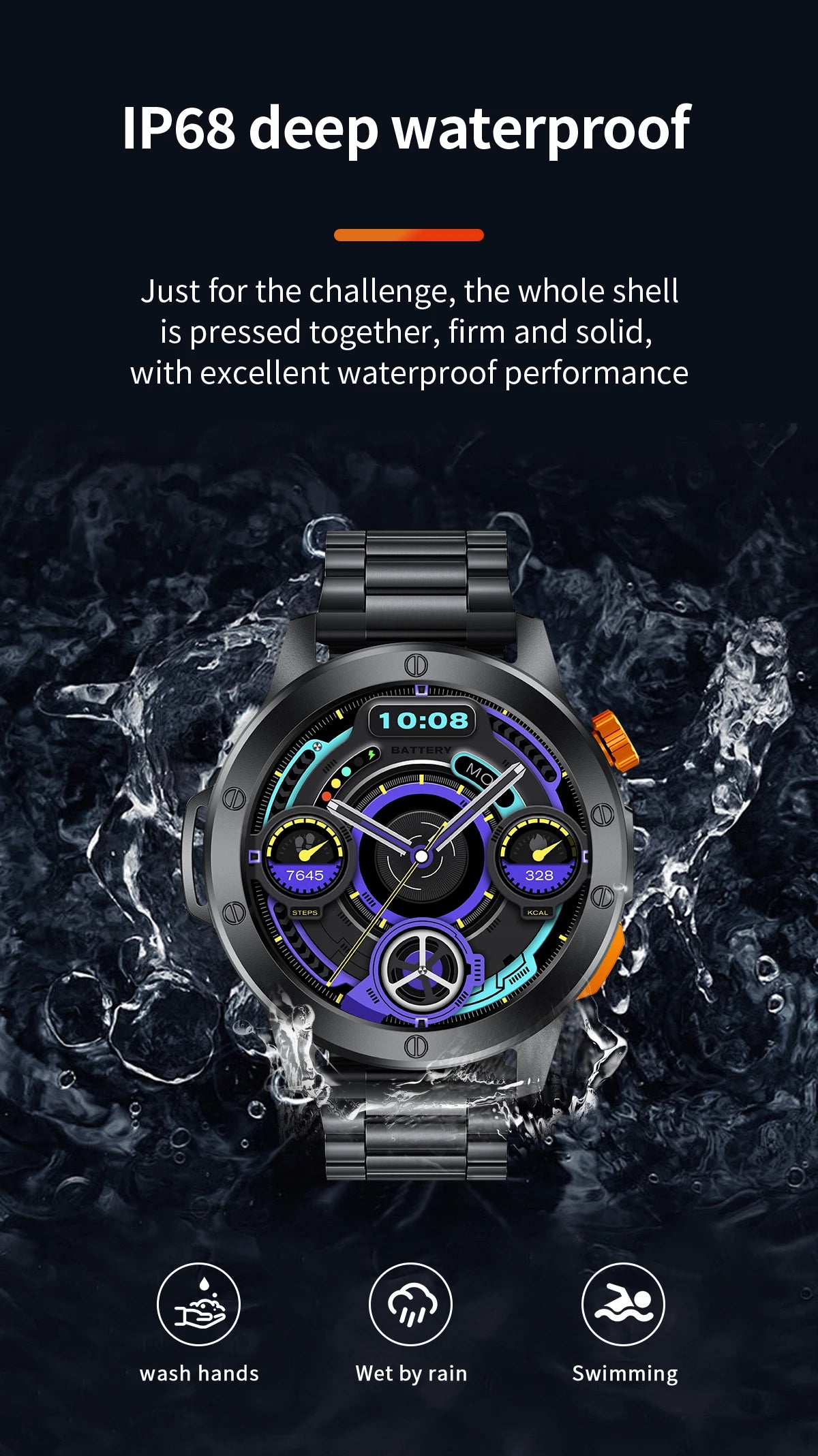 LIGE Fashion Smart Watch for Men Voice Assistant Bluetooth Call Heart Rate and Fitness Tracker IP68 Waterproof